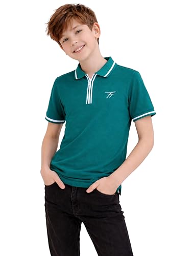 Image of TotzTouch Boys Premium Polo Collar Tshirt Combo with Zipper Closure Color White & Black Age 6 Years to 15 Years