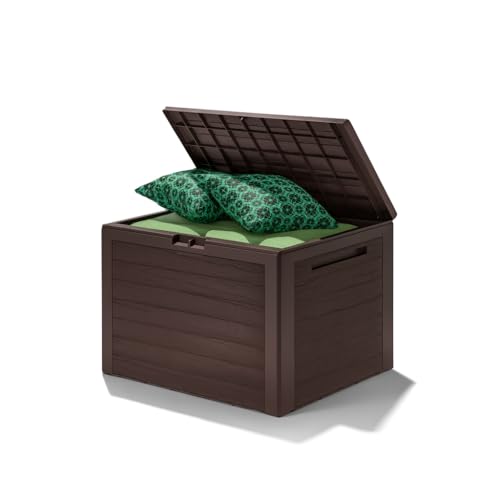 CASARIA® Lille Waterproof Garden Outdoor Storage Box 190L | Plastic Storage Box with Lid | Parcel Box, Tool Box, Shoe Storage | Outdoor Toy Storage, Cushion, Garden Furniture Chest | Brown