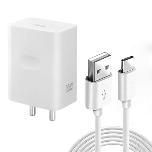 Image of Butee 33W SuperVOOC Single Por Cable Combo Compatible with Edge 60 Fusion /Edge 50 Fusion /Edge 50 UlSamsung Galaxy S /A /M /F /Z /Note Series /G6NEW 25W White ADP 33w Adapter & Cable (OPO 33W Combo)