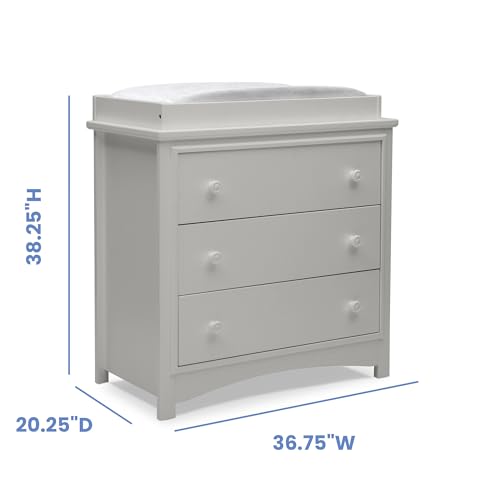 Delta Children Perry 3 Drawer Dresser with Changing Top and Interlocking Drawers, Moonstruck Grey - image 3