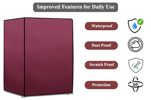 Image of The Furnishing Tree Washing Machine Cover Maroon Compatible for Bosch 7 Kg Fully-Automatic Front Loading WAK20160IN - D x W x H : ( 61x61x86.4 CM )