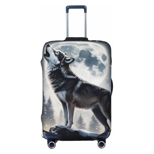 Wolf Moon Luggage Cover Elastic Washable Protector Anti-Scratch Travel Suitcase Covers With Concealed Zipper For 18-32 Inch Luggage Large