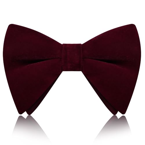 Image of Luckyvestir Velvet Bow Tie Oversized Bow Ties for Men Adjustable Black Clip on Bowtie for Tuxedo Shirt Wedding Prom