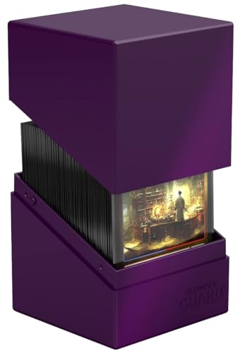 Image of Ultimate Guard Boulder Solid 100+, Deck Case for 100 Double-Sleeved TCG Cards, Purple, Secure & Durable Storage for Trading Card Games, No Transparency