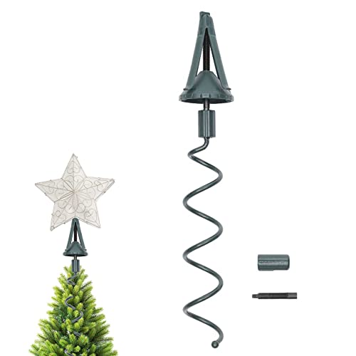 Arbre de Noël - Support universel à visser - Décoration de Noël - Tige en métal verte avec embouts réglables pour stabiliser la pointe du sapin de Noël saisonnier