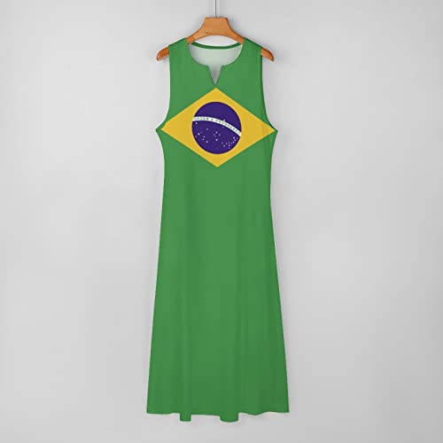Image of TAIZIYEAH Long Dress Brazil Flag Women's Summer Casual Loose Dress Long Dress Short Sleeve for Girls Fashion Skirts 3XL