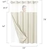 No Hook Shower Curtain With Snap-in Liner, Orange White Waterproof Fabric Bathroom Curtains Modern Abstract Waves Water Ripple Striped Bath Curtains Mesh Top