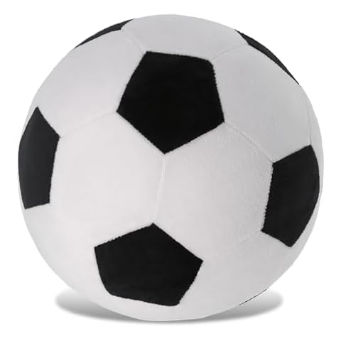 DolliBu Soccer Ball Plush - Fluffy Soft Plush Ball for Playing Catch with Kids, Playtime Squishy Ball Plush Toy for Girls and Boys, Stuffed Soccer Ball Room Decor for Nursery or Kids Room - 8.6 Inches Cover