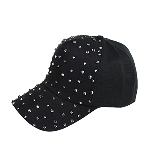 Gudessly Adjustable Breathable Rhinestone Baseball Cap for Women Bling Sequins Casual Sports Cap