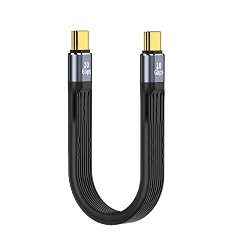 CY 10Gbps Type-C USB-C Male to Male USB 3.1 10Gbps Flat Slim FPC Data Cable 13cm Compatible with iPhone 15 Laptop Phone