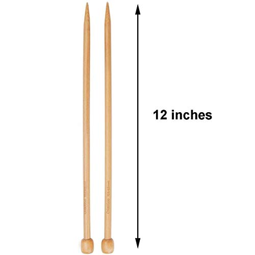 Chiaogoo Knitting Needles Straight 12 Inch (30Cm) Bamboo Natural Size Us 10 (6Mm) Bundle With 1 Artsiga Crafts Stitch Holder 1012-10 #TOP1