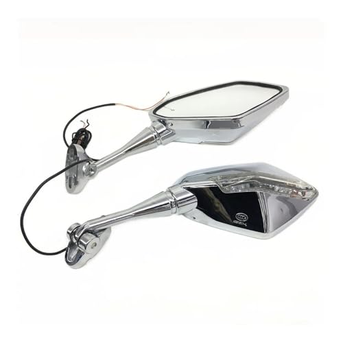 Espejo retrovisor de motocicleta modificado universal con luz lateral y gran campo visual 3