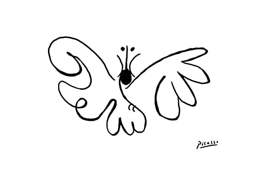 Croquis de papillon Picasso affiche extra large encadrée pour exprimer la poésie de l'art épuré