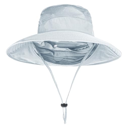 Sun Hats for Men Women Fishing Hat UPF 50+ Breathable Wide Brim Bucket Hats Summer UV Protection Safari Hat with Neck Flap - Image 3