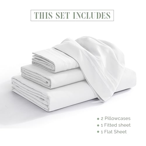 Elegant Comfort Luxurious 1500 Premium Hotel Quality Microfiber 4-Piece Sheet Set, 18-24 Inches Deep - Extra Deep Pocket Sheets - Ultra Soft 4PC Deep Pocket Sheets, California King, White