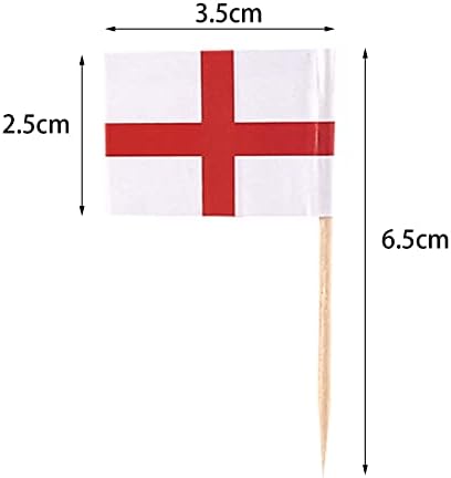 100Pcs England Flag Cupcake Toppers St Georges Flag Cupcake Toppers England Cupcake Flags Toothpick Flags Cocktail Sticks Cake Toppers Cake Decorations for World Cup Football 2022 Home Party Supplies