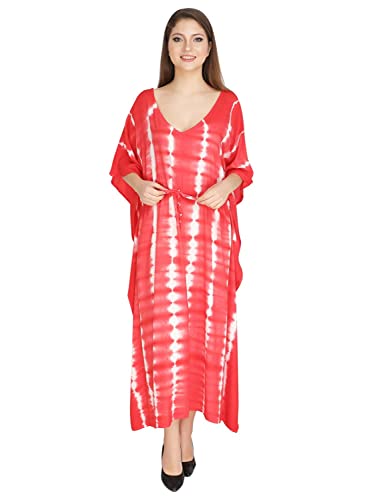 Robe kimono maxi en rayonne fluide à col en V coupe ample taille unique rouge Ukal