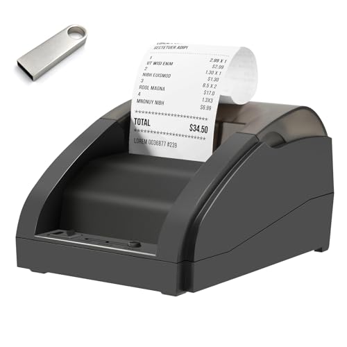 Pious Impresora Térmica de Recibos de 58mm con Interfaz BT y USB Impresión Clara de Boletos de Facturas de Alta Velocidad para comandos ESC/POS Soporte de Conjunto para Windows