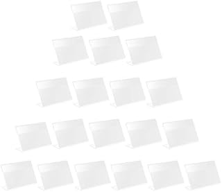 VILLCASE Price Label Holder, 20PCS Acrylic Sign Display Holder Transparent Shelf Label Holder L Shape Display Stand for Supermarket Retail Store, 9 * 6CM
