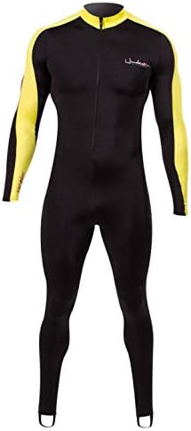 Henderson Lycra Printed Unisex Adults Jumpsuit Scuba Diving Wetsuit-Black / Yellow-Medium