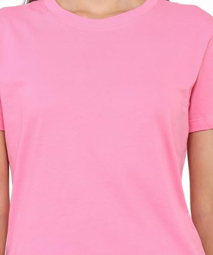 Image of Round Neck T-Shirt Top for Women | Combed Bio-Washed Ring Spun Cotton | Plain | Short Sleeves