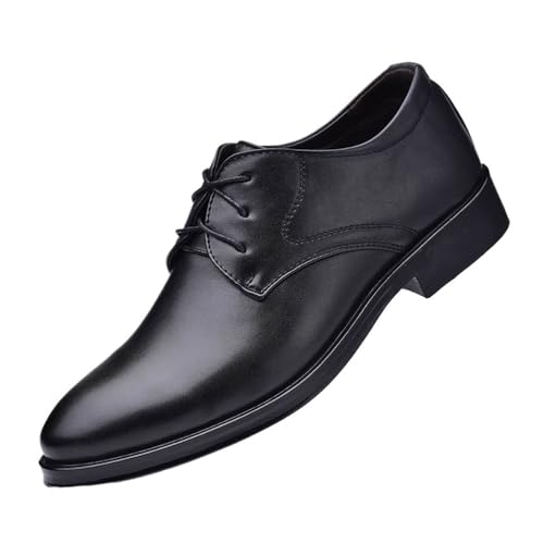 Men's Leather Business lace-up Casual Shoes Oxfords(Black,6.5)