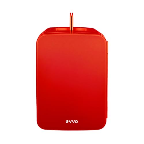 EVVO Nevera Mini F10 (Rojo), 10 L, Silenciosa, Compacta, para Bebidas, Snacks y Cosmética, Bajo Consumo, Diseño Moderno