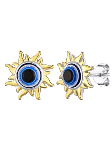pendientes de hojo de horus en plata con detalle en circonita azul
