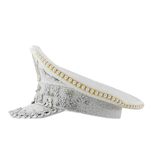 Chapeau plat pour mariée couronne de capitaine strass de bal masqué prestige