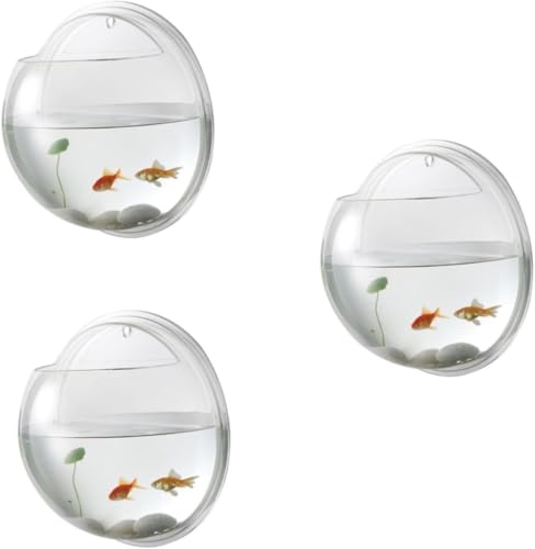 Syfunny 壁の水槽 デミサークルフィッシュボウル 水耕栽培プランター アクリル水槽 戦車のおもちゃ 小さな金魚鉢 ウォールフィッシュバブル 水族館金魚鉢 水槽クリア アクリル丸魚鉢 (3個)
