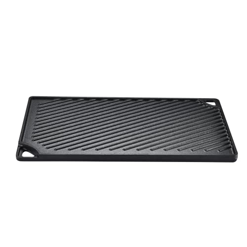 Bruntmor Reversible Grill Plate - 2-In-1 Pre-Seasoned Cast Iron Griddle Pan For Gas Stovetop - Double Sided Used On Open Fire And In Oven - Skillet Rectangle Roasting Pan - Flat Top Camping Cookware #TOP6