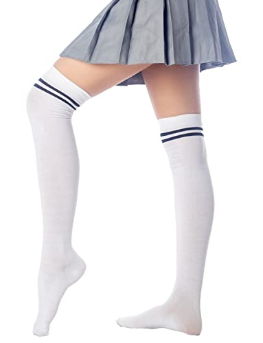 Image of iB-iP Women's Football Style Stripes Sports Thigh High Long Socks