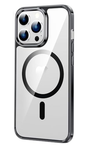Image of JGD PRODUCTS for iPhone 15 Pro Case: Clear Magnetic Slim Fit Case Compatible with Magsafe Rugged Protective Transparent Cover (Black Magnetic)