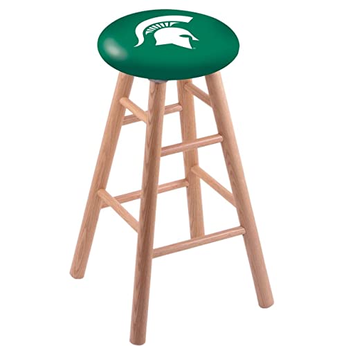 Holland Bar Stool Co. Oak Extra Tall Bar Stool in Natural Finish with Michigan State Seat by The