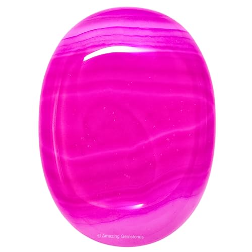Image of Amazing Gemstone Pink Onyx Crystals and Healing Stones - Large Palm Stone Crystals Piedra - Crystal for Good Luck, Balanced Positive Energy, Meditation - Unique Stocking Stuffers, Gifts for Women, Men