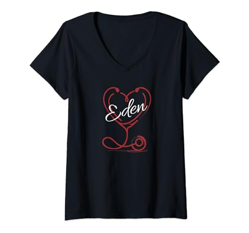 Womens EDEN Nurse Gift Cute Doctor Designer Personalized Nurse V-Neck T-Shirt