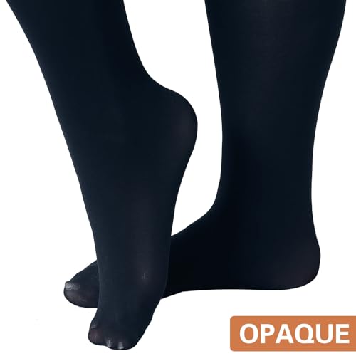 MANZI Women's 2 Pairs Plus Size Control Top Tights Ultra-Soft Panty Hose