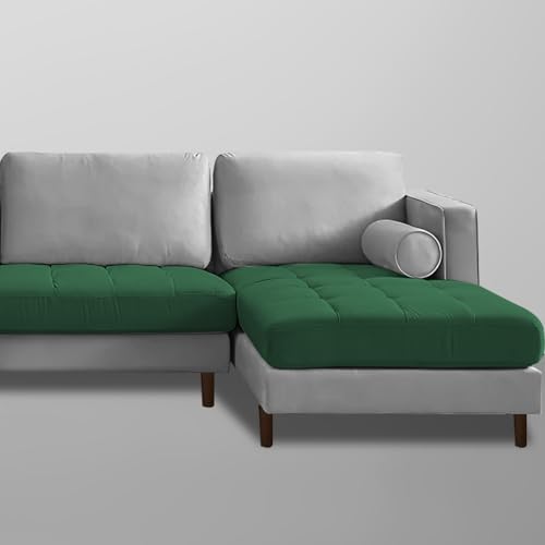 Image of Lezra RHS 4 Seater L Shape Sofa Set for Living Room (Green Grey Fabric) Premium Fabric Sofa