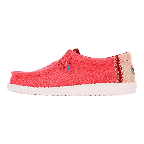 HEYDUDE Wally Jute - Zapatos Estilo Mocasín para Hombre, Claret Red/Silver Birch, 46