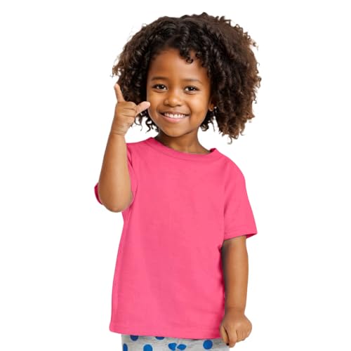 COUVER Toddler Boys Girls Cotton Jersey Short Sleeve T-Shirts, Solid Crewneck Tees