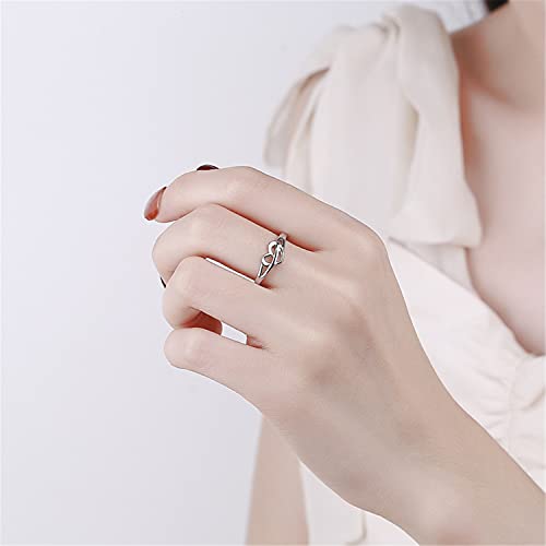 Caneer Heart Rings For Women 925 Sterling Silver, Love Rings Promise With Screw Design Mom And Daughter Dainty Adjustable Cute Simple Ring #TOP3