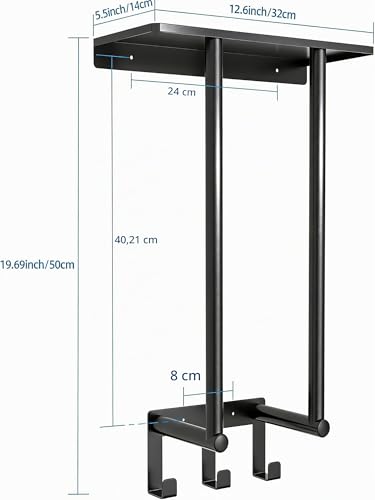Miniatura 6 de Toalleros De Baño Pared Bethom Negro Mate 50 Cm Colgador De Toallas Para El Baño Con Balda Y 3 Ganchos Acero Inoxidable Soporte Toallas Baño De Almacenamiento Para Toallas 3 Enrolladas