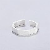  SHENSHI Ringe,Verstellbare Ringe,Geometrische Raute Mini Nuss Einfach Silber Gebürstet Einfach 925 Sterling Silber Mode Süße Ringe Für Frauen,Silber,Einheitsgröße