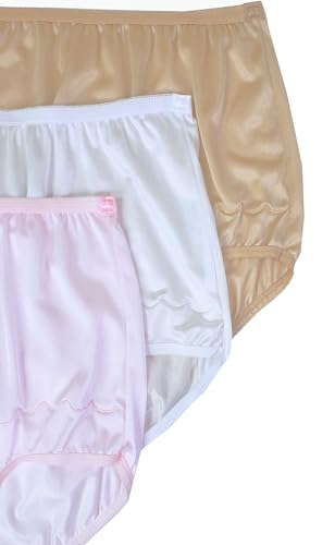 Image of Dixie Belle Women's Underwear Nylon Brief High Waist Scallop Trim 3-Pack 719