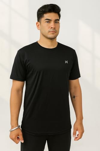 Image of Force NXT Men's Premium Microfiber Fabric Solid T-Shirt | Round Neck Half-Sleeves T-Shirt for Men | Sweat Wicking with Label Free for Daily Uses