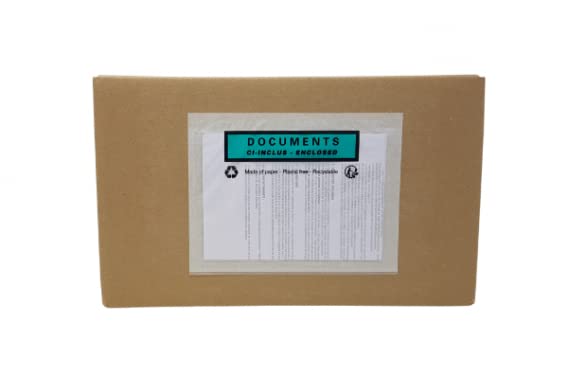 Lot de 1000 Pochettes adhésives d'expédition - 22,5 x 11 cm | porte-documents avec inscription "Documents ci-inclus" pour colis, paquets, petite palette, pochette autocollant fort