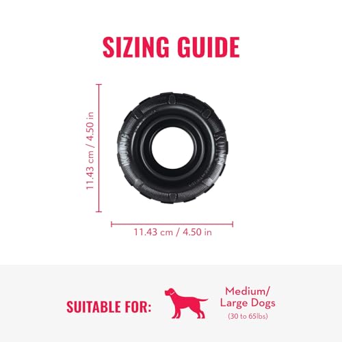 KONG Extreme Tires - KONG's Most Durable Natural Rubber Chew & Fetch Toy - Treat Dispenser Dog Tire Toy - Pet Supplies for Outdoor & Indoor Play - For Medium/Large Dogs