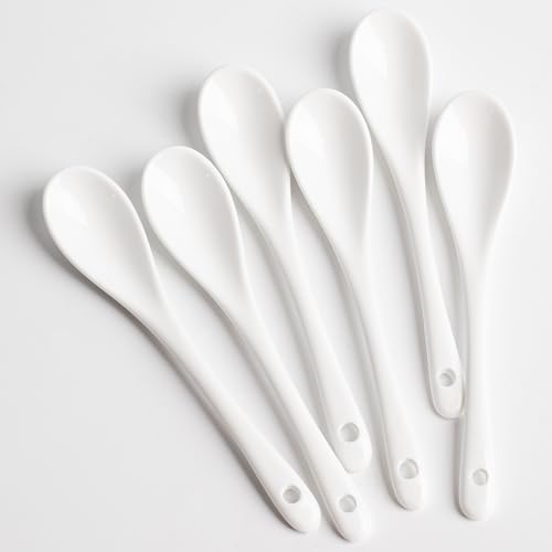 Miufa S231015 6Pcs Porcelain White Coffee Spoons Espresso Spoons Tea Sauce And Desserts Ceramic Spoons thumb #6