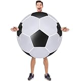 Hollowfly Adult Inflatable Costume 4.9-6.2 ft Halloween Costumes for Men Women Funny Blow up for Sports Party(Soccer Ball)