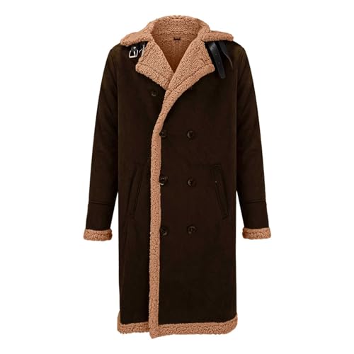 ZYXTIM Mens Winter Warm Trench Coat Oversize Faux Fur Slim Long Jacket Warm Winter Coat Heavyweight Parka Peacoat Overcoat3